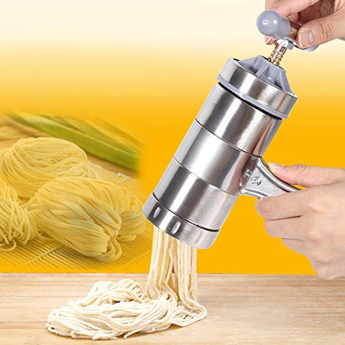 Keenso Máquina para Hacer Pasta Robusta de Acero Inoxidable, Máquina para Hacer Pasta Manual para Rápida, para Cocineros Aficionados
