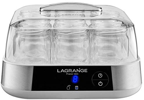 LAGRANGE 459001 - Yogurtera (1,665 L, Acero inoxidable, 0,185 L, Yogur, 15 h, LED)