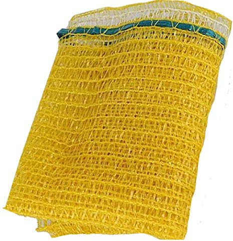 VRYSAC Lot de 100 sacs en filet pour fruits en maille Raschel jaune - 32 x 44 cm - Pour 5 kg pommes de terre, citrons, oignons, oranges - Grande capacité, réutilisables, qualité professionnelle
