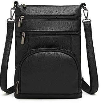 Miss Lulu Women Multi Pocket RFID Blocking Crossbody Bag Small Fashion PU Leather Messenger Travel Organizer Satchel Sling Shoulder Bags