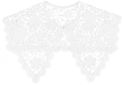 KESYOO White Lace Collar Detachable Embroidered Floral Neckline With Hollow Design Dickey Collars for Women