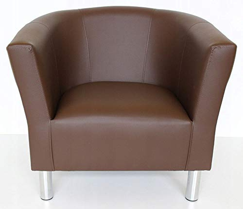 MARTHOME Fauteuil Club Trio - Pouf, Tabouret, Fauteuil de Cocktail en Cuir Synthétique pour Salon, Bureau, Chambre, Salle d'Attente (Marron)