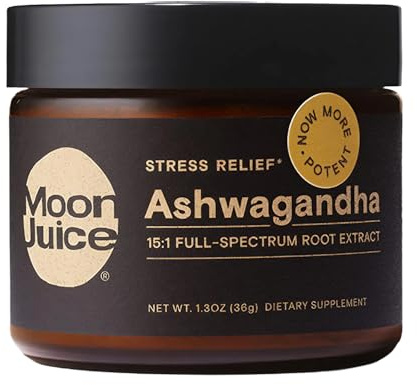 Moon Juice Organic Ashwagandha Supplement - Ashwagandha KSM-66 Root Powder Extract (15:1 Full-Spectrum) for Stress, Focus & Mood - Vegan, Non-GMO, Gluten-Free - 1.3 oz, 72 Servings