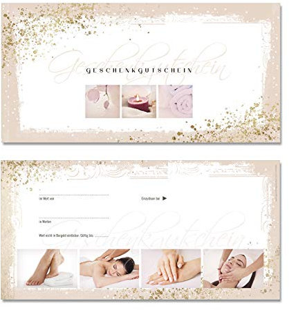 GESCHENKGUTSCHEINcom by POS-HAUER. 50 Gutscheine. Blanko zum Selbstausfüllen. Für Kosmetikinstitut Wellness Spa. Kosmetikgutscheine.