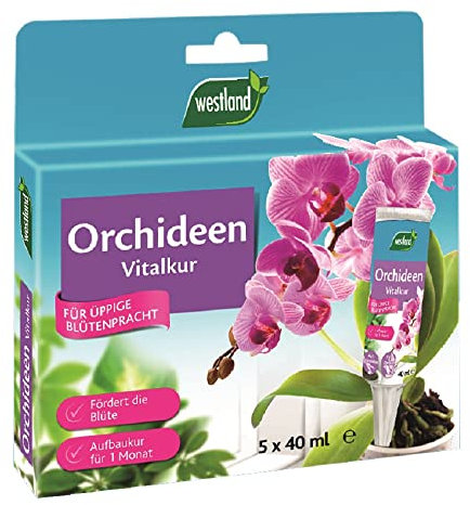 Westland Orchideen Vitalkur, 5x 40 ml – Pflanzendünger für gesundes Wachstum und Blüte, gebrauchsfertiger Flüssigdünger, klar, 5er-Set