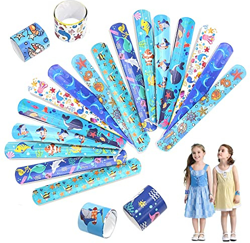 Pulsera marina de 25 piezas, pulsera de bofetada, pulsera de bofetada de silicona, pulseras de pulsera a presión, correas a presión para niños, regalos de fiesta para niños y niñas