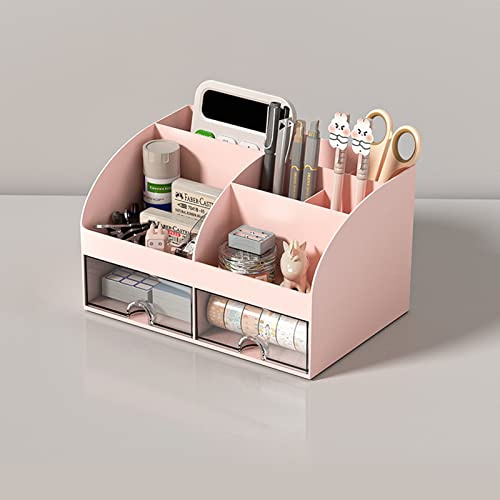 ROMINVIC Organisateur de Bureau,Rangement de Bureau Multifonctionnel,Porte-Stylo Peu Encombran pour l'École,Bureau et Salle de Classe Rose