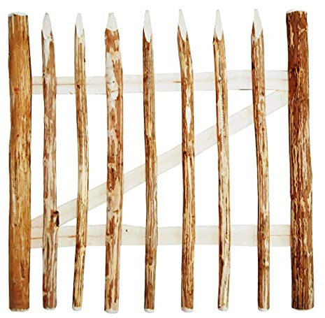 Sevico Zauntor Haselnuss Breite: 104cm | Höhe 90 cm Gartentor aus Holz für Staketenzaun Zauntor für Staketenzaun Bauernzaun Kastaniezaun Holztor