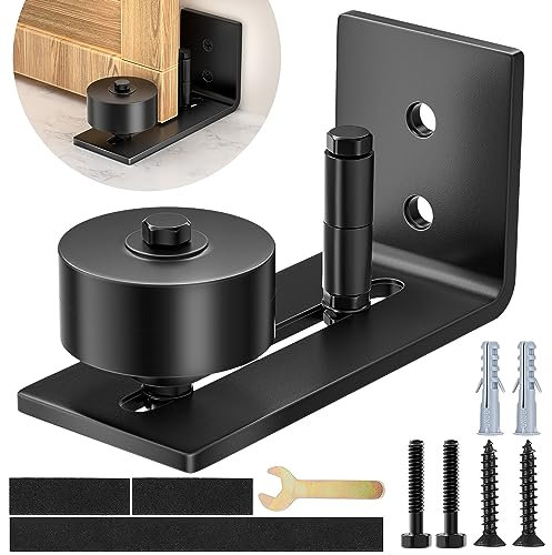 VIGRUE Guía de suelo para puerta corredera 1 unidad, riel de puerta corredera ajustable, con tornillos, sistema de puerta corredera 8 en 1, guía de rodillos para puerta inferior, perfecta para todas