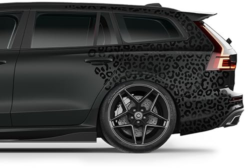 Finest Folia 6er Set DIN A4 Bögen Auto Aufkleber Leopard Muster Motorrad Bus Sticker Kfz Zubehör Leopardenmuster Tuning Dekor Design Folie K172 (Schwarz Matt)
