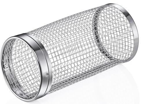 KÜCHENPROFI Zylindrischer Grillkorb Rondo, Edelstahl rostfrei, 360° drehbarer Gemüsekorb, Feines Gitter für Kleingeschnittenes im Grillbehälter, Grillzylinder, Spülmaschinengeeignet