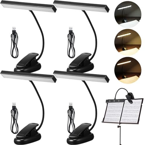 Retisee 4 st musikstativlampa 18 LED pianoljusklämma på pianolampa justerbar lä USB och AAA-batteri (ingår inte) / uppladdningsbart manövrerat, 4 färgtemperaturer valfritt (ny)