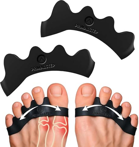 PrimalStep Toe Separators, Spreaders, Spacers, Straightener to Correct Toes for Men and Women, Bunion Corrector, Foot Pain, Plantar Fasciitis, Over 50% Thicker, Large
