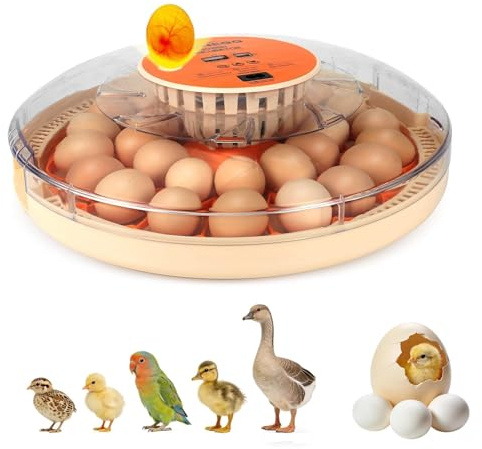 ZEMIRO CHARGE Incubadora de 30 huevos con girador automático, pantalla digital de temperatura y humedad, y vela de huevo integrada para incubar pollos, codornices y patos