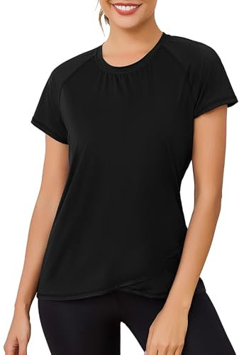 Gyabnw Ladies Sports T-Shirt Workout Yoga Tops for Women Basic Short Sleeve Tee Shirts Quick Dry Fitness Gym T Shirt Loose Activewear Black