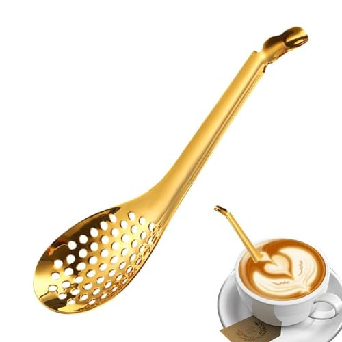Cucchiai da caviale – Cucchiaio decorativo da cucina, utensili da cucina | Cucchiaio da cucina con filtro gourmet, cucchiaio in acciaio inox, cucchiaio da cucina oro o argento, gadget da cucina per