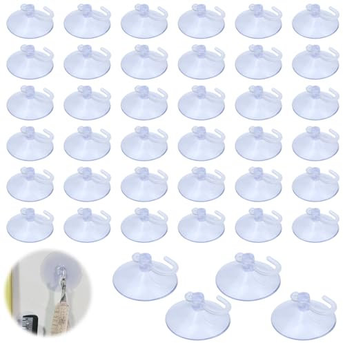 40 Peices Ventosas de Succión de Plástico con Ganchos, Ventosa con Gancho,Ø 40mm Ventosa Transparente,Ventosa con Gancho sin Taladro ideal para Fiestas de Cumpleaños y Bodas