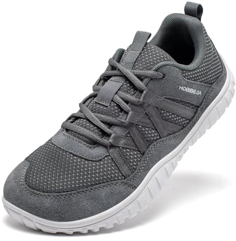 HOBIBEAR Zapatos anchos descalzos para hombre y mujer, zapatos para caminar, correr, suela cero caída, ligeros y cómodos, Gray, 40 EU
