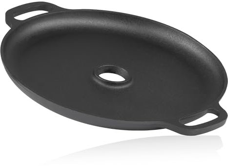 BBQ-Toro Plancha en fonte - Diamètre : 34,5 cm - Plaque de cuisson pour four à fusée - Pré-cuite - Anneau de cuisson pour poêle à fusée, poêle en fonte, pour barbecue à gaz, barbecue au charbon de