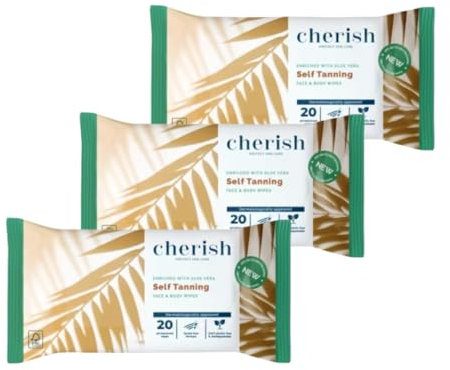 Self-Tanning Wipes – 3 x 20 Pack (60 Wipes Total) | Gradual Self-Tan Towelettes for Face & Body | Streak-Free, Quick-Drying | Unisex Bronze Glow. Enriched with Aloe Vera.