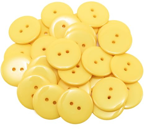 Lilaly 30 PCS 1 inch Buttons for Crafts, 2 Holes Resin Yellow Buttons, for Sewing Children Sweater DIY Crafts Scrapbooking (Yellow)