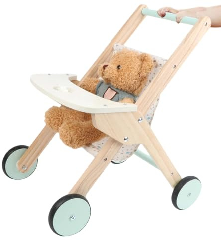 Baby Push Walker with Wheels - Kids Wood Learning Walker with Wheels,Interactive Educational Toys for Kids Boys Girls Birthday First Step Role Play Holiday Indoor Outdoor Yard Bedroom
