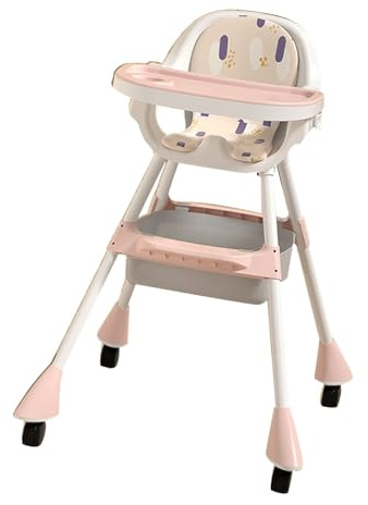 Cuifati Trona Ajustable para bebé, Silla Convertible Plegable Multifuncional para bebé, Fácil de Limpiar para Alimentación de, Comedor, Plástico (PINK)