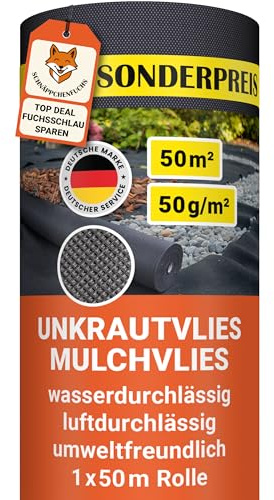 SCHNÄPPCHENFUCHS 50g/m² Unkrautvlies 50m² 1 x 50m - Gartenvlies auf Rolle