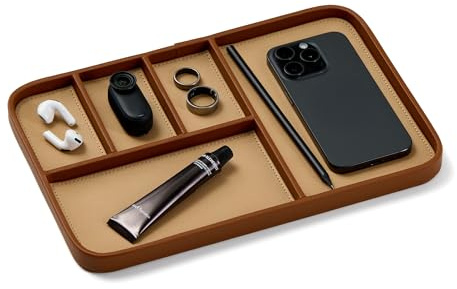 Nordik Leather Valet Tray - Large EDC Tray - Sand Brown 30 x 20 cm