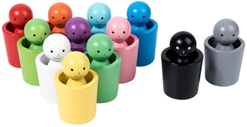 Tapallmy Jouets de tri de Couleurs pour Tout-Petits, gobelets empilables en Bois avec 12 poupées à Chevilles, Jouet Montessori pour la Correspondance des Couleurs, développement la motricité Fine