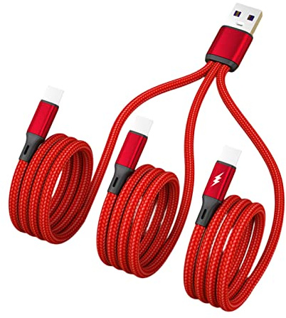 20 cm/116 cm 3-i-1 snabbladdningskabel USB till 3X Typ-C-kontakter laddningskabel 5 V flera portar laddningskabel nylonflätad kabel