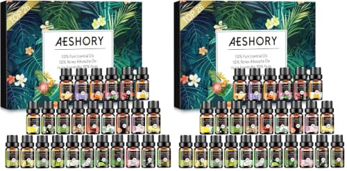 Aeshory Essential Oils Set 26 x 5ml, Premium Aromatherapy Oils for Diffusers for Home, Relaxing, Cleaning Spray, Soap & Candle Making - Sandalwood, Jamine, Vanilia, Patchouli (Pack of 2)