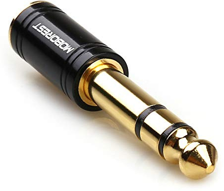 MOBOREST 1/4'' (6.35mm) Male TRS Plug to 1/8'' (3.5mm) Female Socket Stereo Audio Jack Pure Copper Adapter for Headphone, Amp, Adapte - Black 1PCS