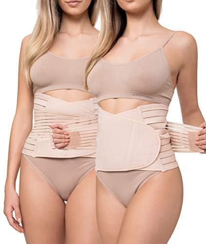 Channo Fajas Cinturones Lumbares para Espalda Mujer Doble Ajuste Fuerte - Pack de 2, Visón, XXL/3XL