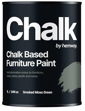 Hemway - Chalk Based Furniture Paint - Smoked Moss Green 1 L | Chalky Matt Shabby Chic Finish for Interior & Exterior Home Decor | Quick Dry & All-in-one