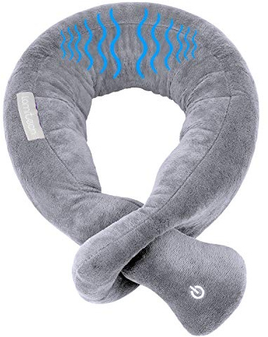 lomitech Travel Pillow/Vibration Wrap Neck Massage,Airplane Pillow Portable Battery Operated Adjustable Vibrating Pillow for Neck Pain Relief,Gift for Parents(Vibration)