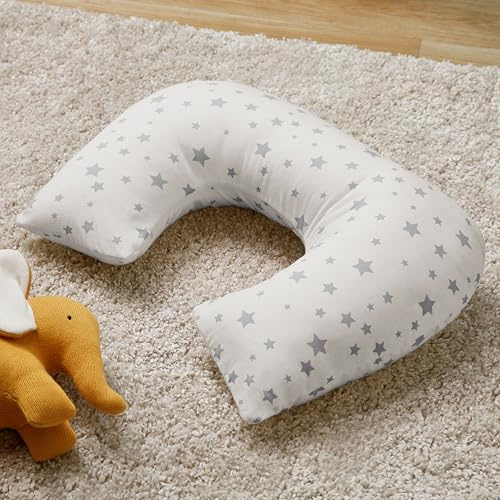 Silentnight Safe Nights Grow with Me Pregnancy and Baby Nursing Pillow - 4 in 1 Multifunctional Maternity Body Support Tummy Time Pillow for Sleeping and Breastfeeding - Grey Stars