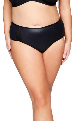 Ulla Popken Damen große Größen Übergrößen Plus Size Stringpanty, Wetlook schwarz 58+ 816478130-58+
