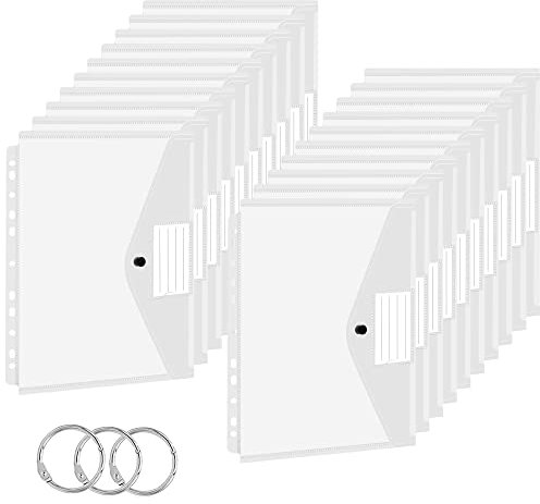 TOOELMON Dokumentenmappe A4, 20 Stück Premium Transparent Dokumententasche Kunststoff mit Druckknopf, Wasserdicht Dokumenten Mappe A4