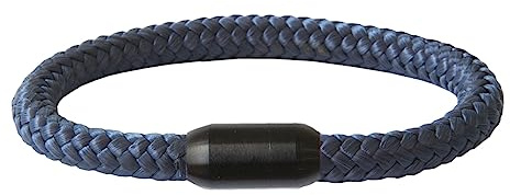 Paris Montana Paracord Armband | Schwarzer Edelstahl Magnetverschluss | geflochten aus Seemannsgarn | Segeltau | Maritim & Wasserfest | 8 mm Ø | Handgemacht | Damen und Herren | (Dunkelblau, 24.00)