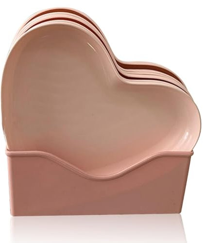 Heart Shaped Plates, 5PCS Heart Shaped Dessert Plate with Base Decorative Snack Serving Plate Multipurpose Small Appetizer Plates Pink Dinner Plate Steak Plate for Fruit Sushi(5PCS+Base)