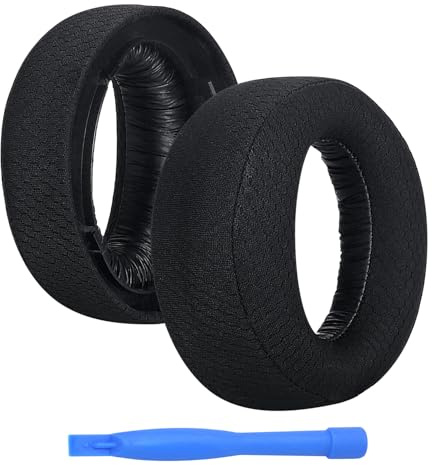 Ear Pads Replacement for Sony PlayStation 5 3D Pulse Wireless Headset PS5 by MMOBIEL – Mesh Fabric Ear Pad Cushions - Earpads Replacement – Black