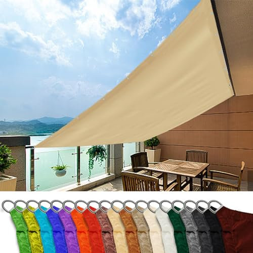 Tenda parasole rettangolare impermeabile 1x9.5m facile da installare ombra da giardino all'aperto per prato colore cachi