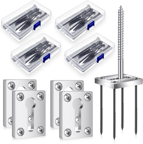 Shimeyao 4 Sets Newel Post Mounting Kit, Handrail Fastener, Silver