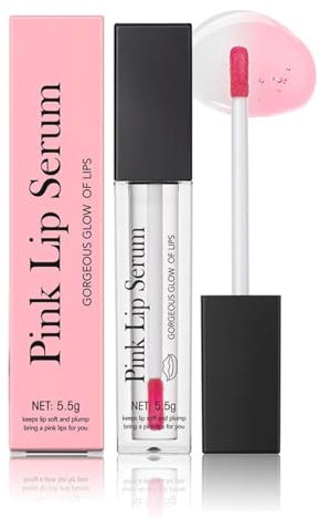Pink Tinted Lip Plumper Serum - Natural Moisturizing Balm for Repair, Hydration & Fine Line Reduction，Pink Lip Serum