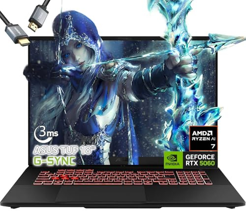 ASUS TUF A18 Gaming Laptop - AMD Ryzen 7 260 Beat i9-13905H - NVIDIA RTX 5060-32GB RAM -1TB SSD -18 WUXGA Display - Tastiera RGB retroilluminata -Windows 11 -FHD Camera -Gamer Creative Videao Editing