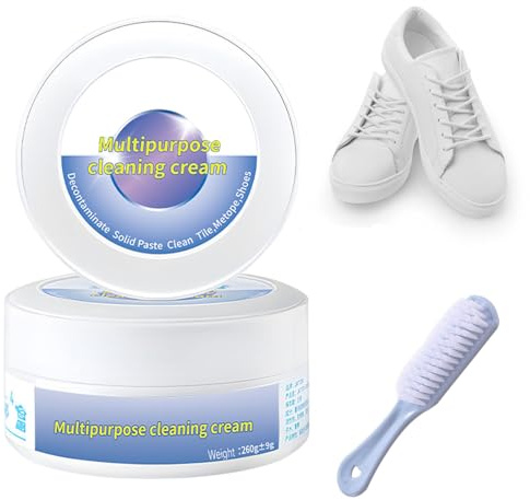 Crème Nettoyante Pour Chaussures, Nettoyage Chaussures Blanches, Crème Nettoyante Sneakers Blanche, Pâte Solide Décontaminant, Sneaker Stain Cleaning Cream Pas Besoin De Laver Avec Éponge 260g