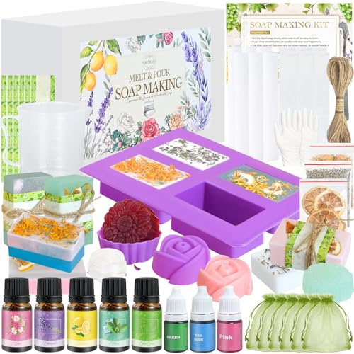 Vezerd - Kit de fabricación de jabón, para hacer tus propios jabones para adultos, juego de manualidades creativo para niñas y niños, con base de molde, kits de manualidades para adultos, kit de