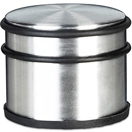 2x Türstopper XL, Türhalter, Türfeststeller, Fenster und Türen, Edelstahl, Gummi-Schutz, silber, HBT: ca. 7,5 x 9,5 x 9,5 cm