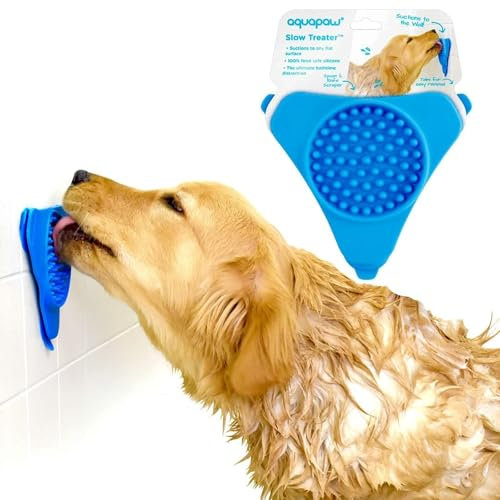 Aquapaw Premium Leckmatte für Hunde und Katzen | Rutschfeste Matte zum langsamen Fressen für Futter, Erdnussbutter | Lindert Ängste und Langeweile mit Saugnäpfen | Baden und Pflegen – Blau